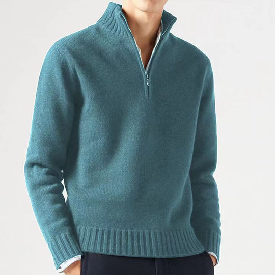 Herren Pullover mit hohem Kragen und modernem Reißverschluss EB