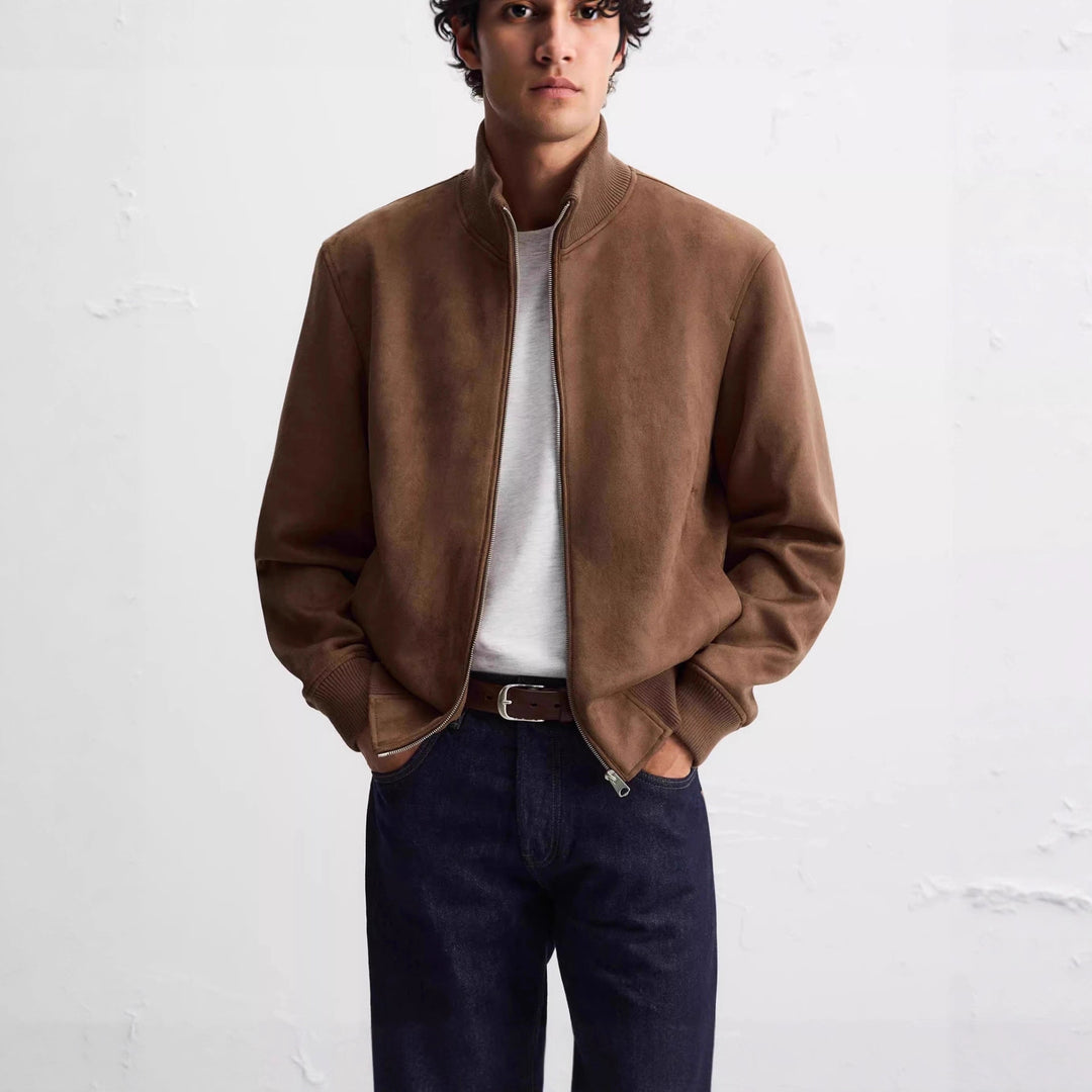 Herren Übergangsjacke im modernen Wildleder-Look Hedi-Mode