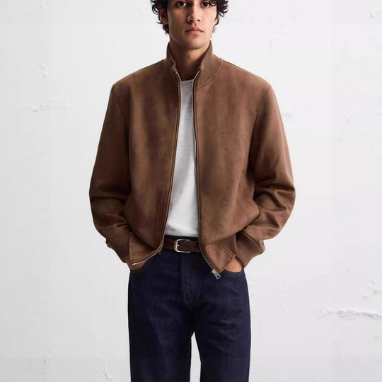Herren Übergangsjacke im modernen Wildleder-Look Hedi-Mode
