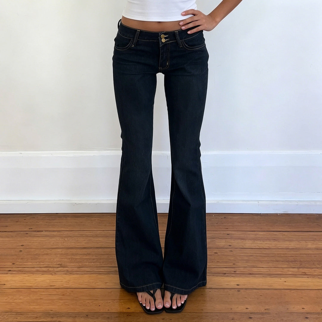 Damen Bootcut Jeans mit hohem Taillenbund und eleganter Nahtführung EB