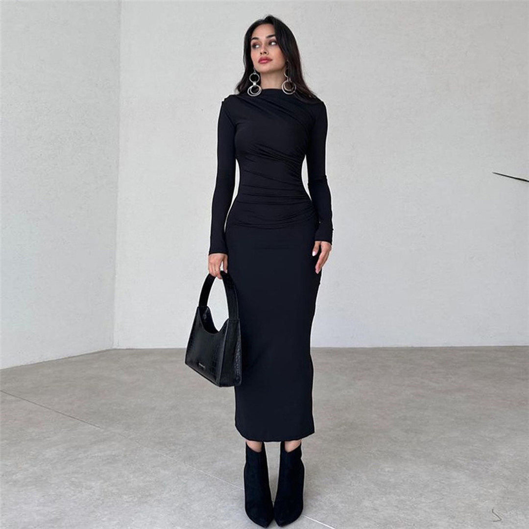 Damen figurbetontes Langarmkleid EB