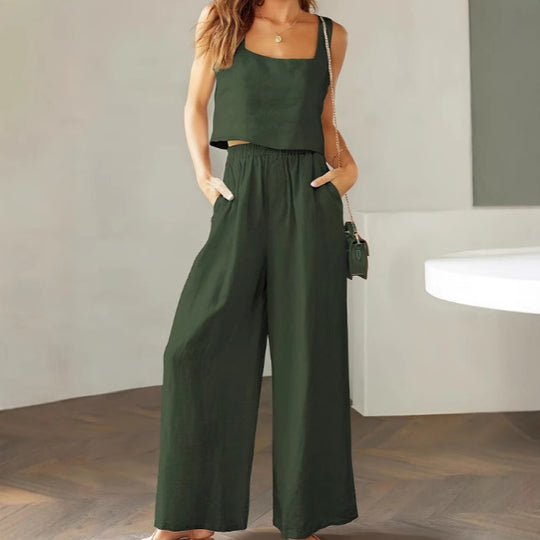 Damen luftiges Zwei-teiliges Ensemble mit lockerem Schnitt EB