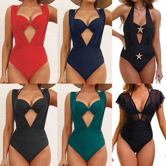 Damen Eleganter Einteiler Badeanzug mit raffiniertem Cut-Out EB