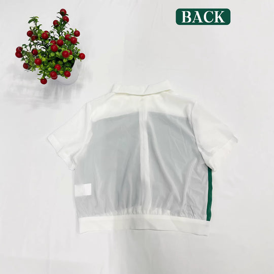 Damen Cropped Hemd mit elegantem Farbblockdesign EB