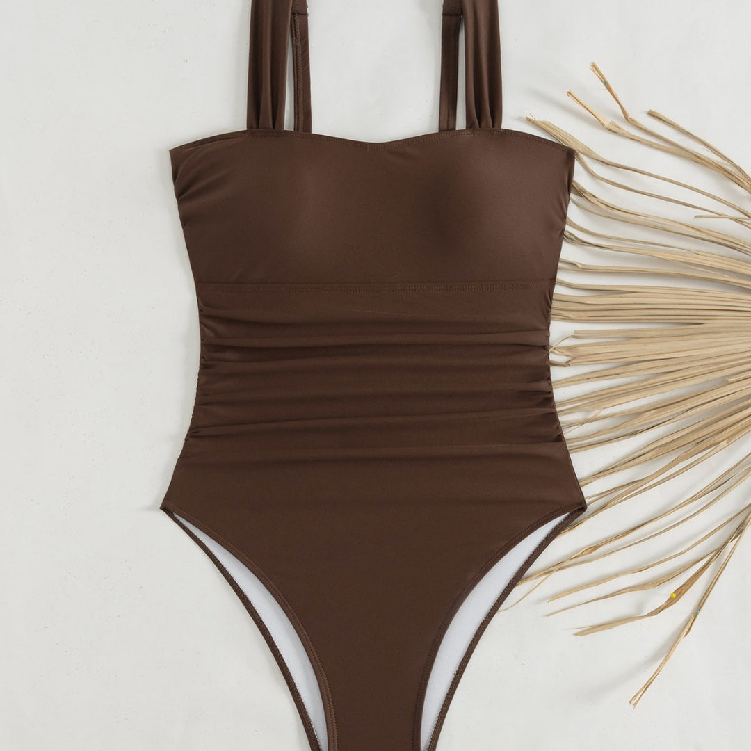 Damen Sportlicher Einteiler Badeanzug mit Rüschendetails EB
