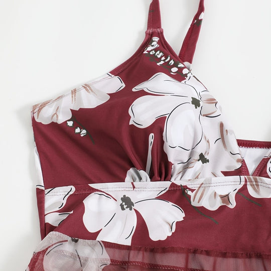 Damen Strandkleid mit floralem Überwurf EB