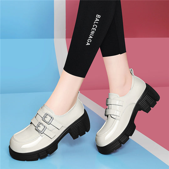Damen Modische Plateau-Schnürschuhe mit doppeltem Riemenverschluss EB