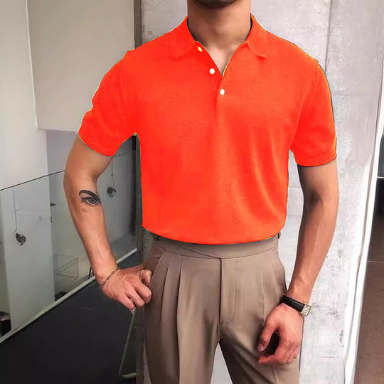 Herren nan Premium-Feinstrick-Poloshirt mit offenem Hemdkragen und dezenter Knopfleiste EB