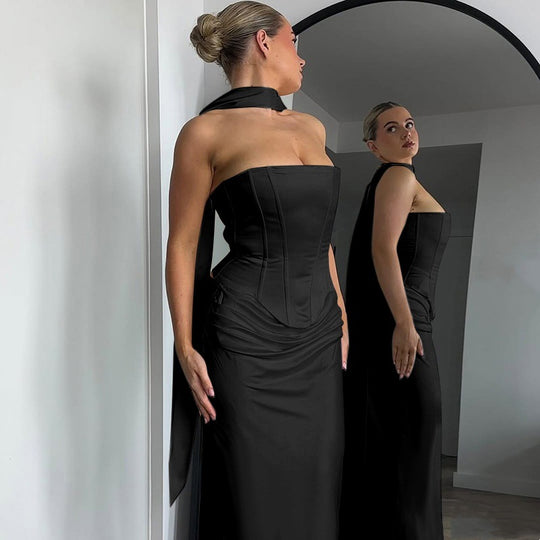Damen Hochwertiges Abendkleid mit elegantem Cape EB
