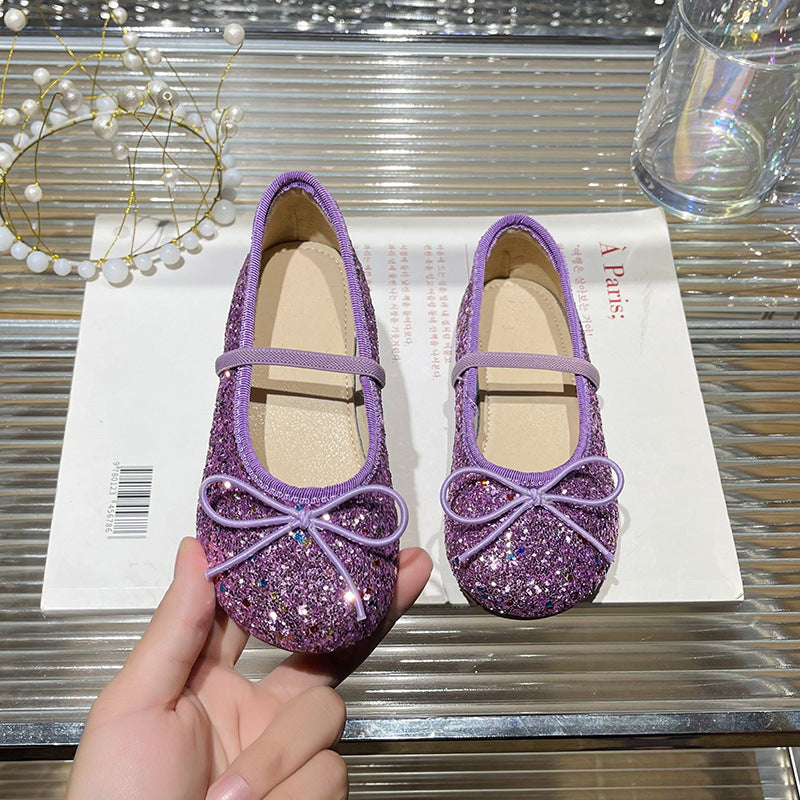 Mädchen Glitzernde Ballerinas mit dekorativer Schleifenverzierung EB