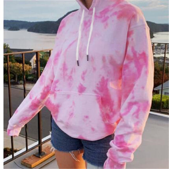 Damen lässiger Kapuzenpullover mit einzigartigem Batikdesign EB
