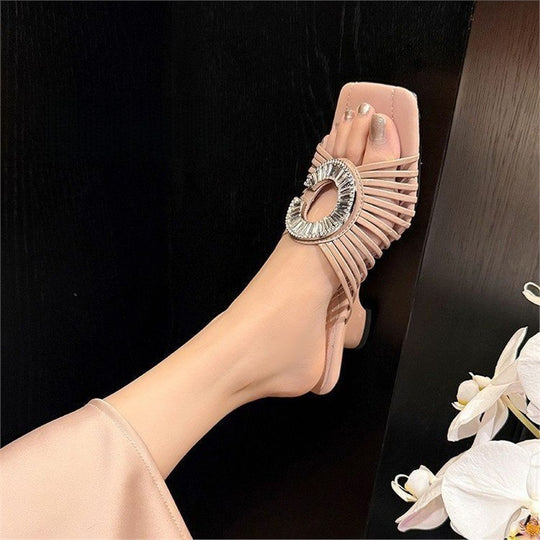 Damen elegante Riemchen-Sandalen mit Schmuckdetail EB