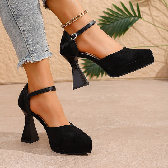 Damen Elegante Plateau-Pumps mit Riemchen EB