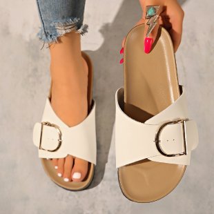 Damen bequeme Slides mit modischem Schnallen-Design EB