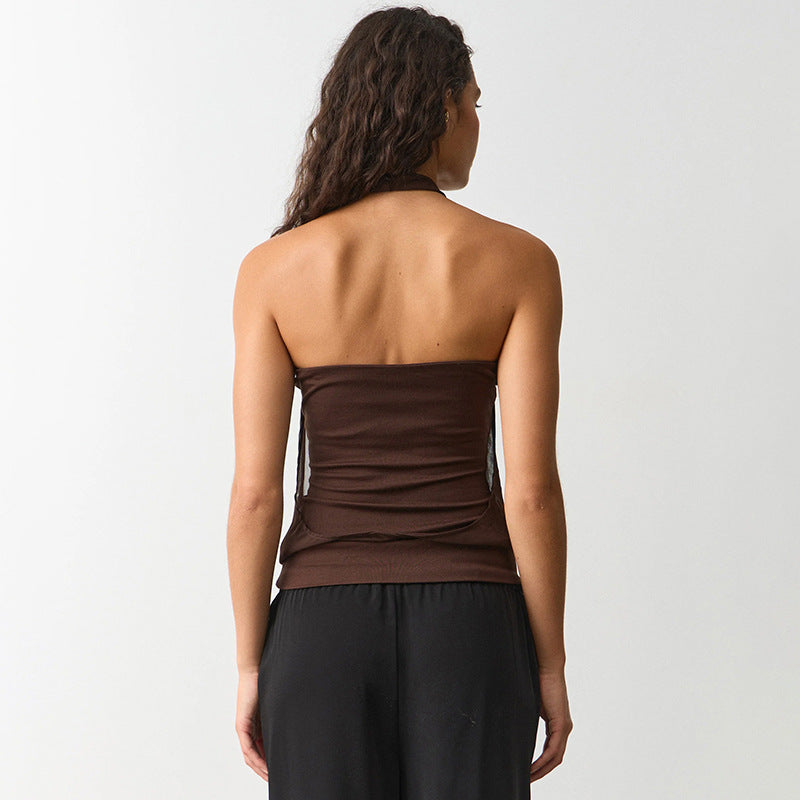 Damen Verspielt drapiertes Haltertop EB
