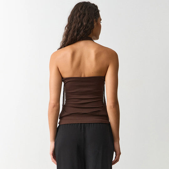 Damen Verspielt drapiertes Haltertop EB