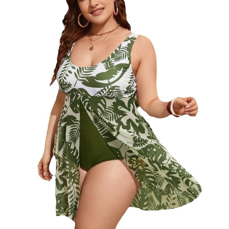 Damen Badeanzug mit floralem Überrock EB