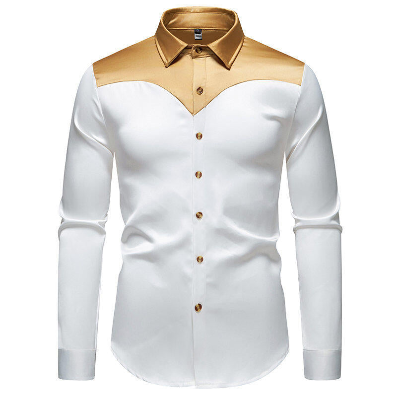 Herren elegante Hemd mit kontrastierendem Kragen und Knopfleiste EB