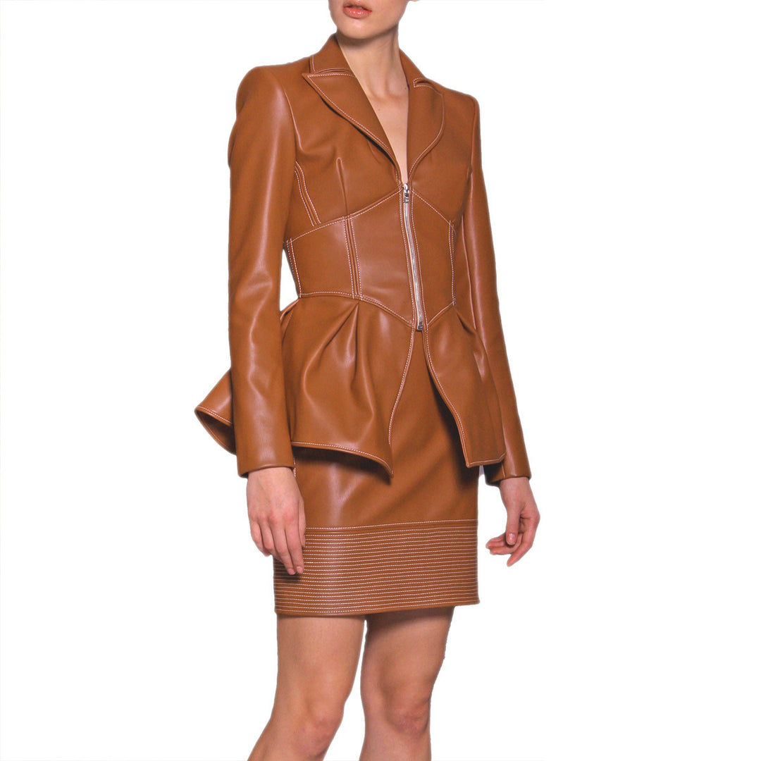 Damen stylische taillierte Echtlederjacke EB