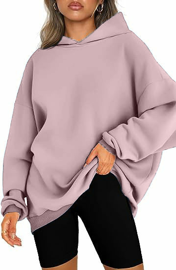 Damen nan oversized Kapuzenpullover im Boxy-Cut mit innen angerautem Fleece, überschnittener Schulter und verlängertem Rückenteil EB