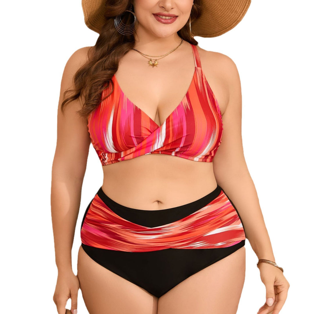 Damen Hochtaillierter Bikini mit Wickeloberteil EB