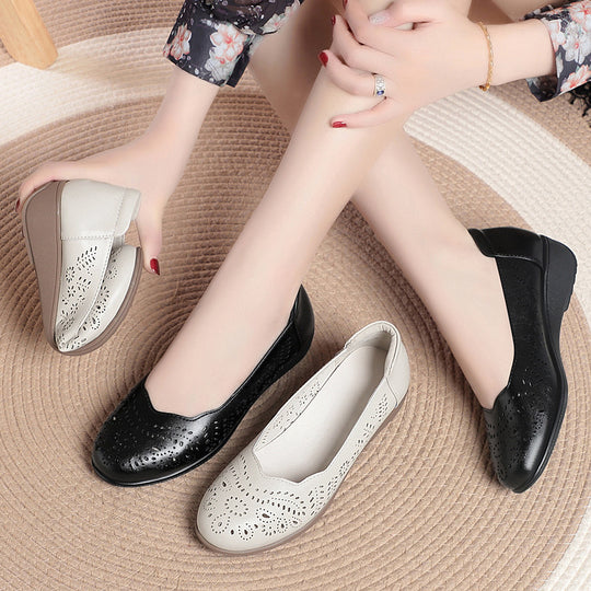 Damen Komfortable Ballerinas mit elegante Perforation EB