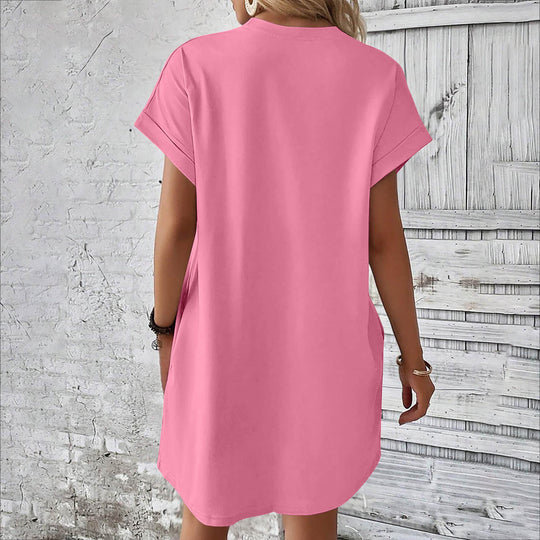 Damen lässiges T-Shirt Kleid mit praktischen Taschen EB