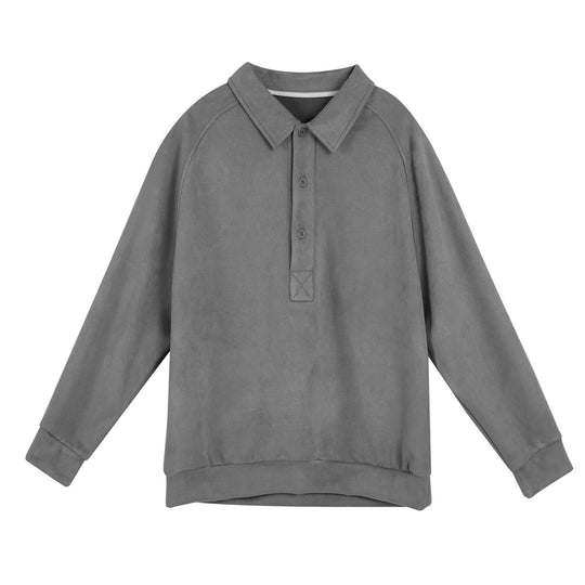 Damen Sportliches Langarm-Polooberteil mit lässigem Kragen und Knopfdetails EB