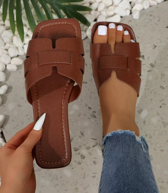 Damen Komfortable Slidesandalen mit modischem Riemen-Design EB