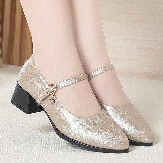 Damen Mary Jane Pumps mit zartem Riemchen und komfortablem Blockabsatz EB