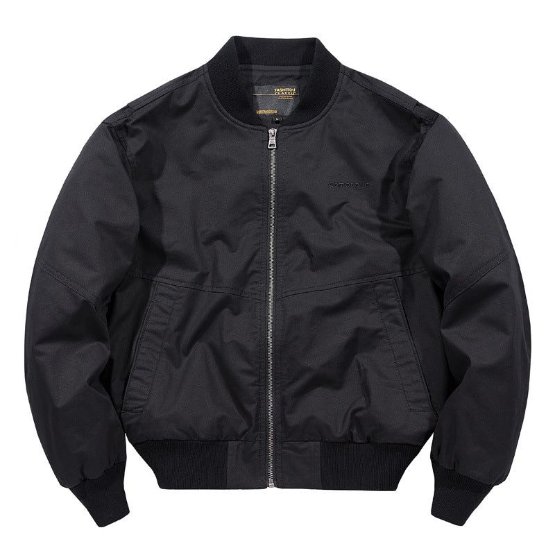 Men's  water-resistant commuter bomber jacket with metal front zip ribbed trims and angled welt pockets EB