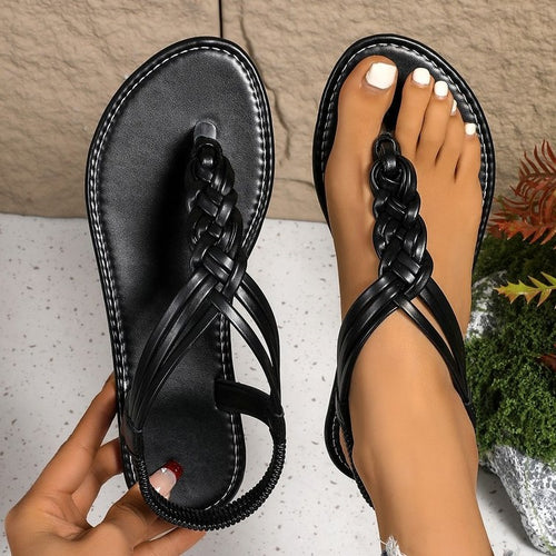 Damen geschlossene Zehentrenner-Sandalen mit geflochtenem Riemendesign EB