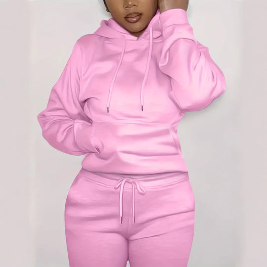Damen nan figurbetontes Hoodie-und Taillenrock-Set mit Kängurutasche und Tunnelzug EB