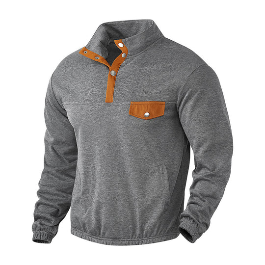 Herren Pullover mit praktischer Knopfleiste und Brusttasche EB