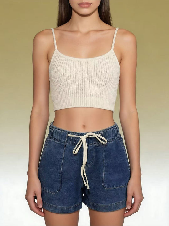 Damen Legere Denim-Shorts mit elastischem Bund EB