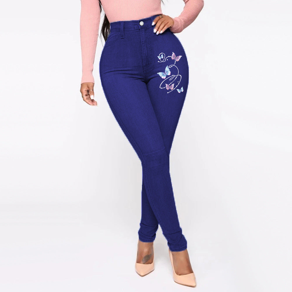 Damen Slim-Fit Jeans mit floralem Stickdesign EB