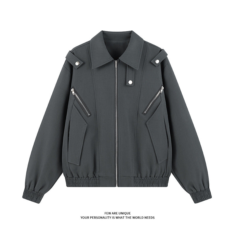 Damen stylische Windjacke mit funktionalen Reißverschlusstaschen und elastischen Bündchen EB