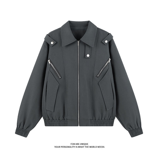 Damen stylische Windjacke mit funktionalen Reißverschlusstaschen und elastischen Bündchen EB