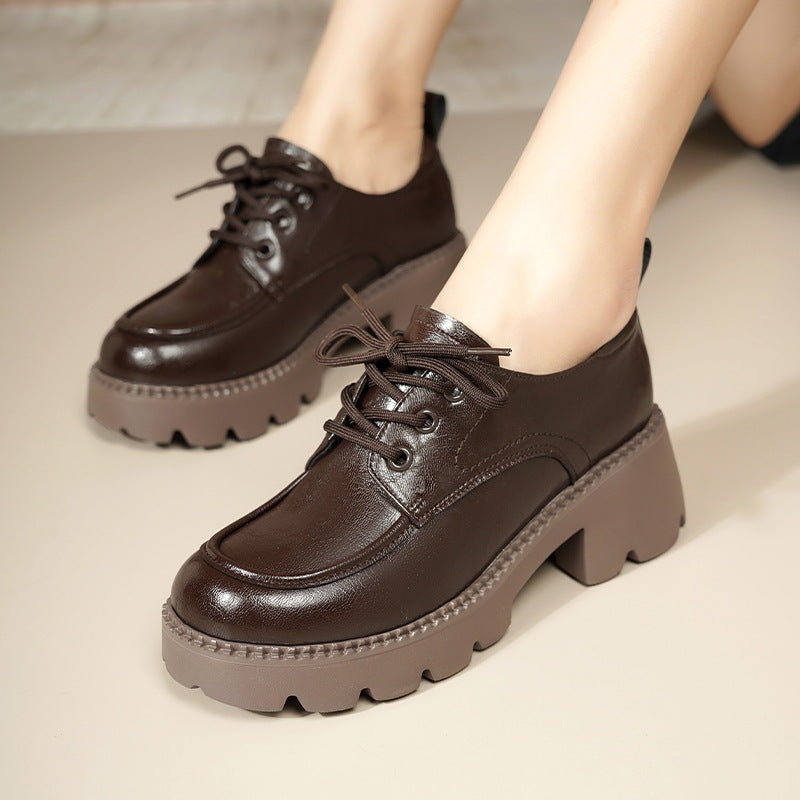 Damen Trendige Schnürschuhe mit robustem Blockabsatz und modischem Obermaterial EB