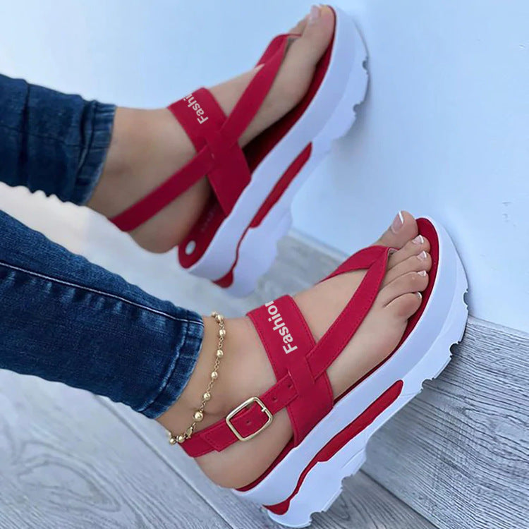 Damen modische Wedge-Sandalen mit ergonomischem Riemendesign und rutschfester Sohle EB
