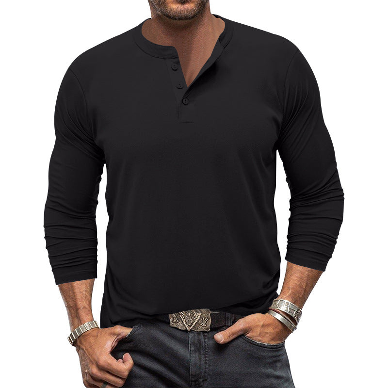 Herren Langarm-Henley-Shirt mit praktischem Knopfdesign EB