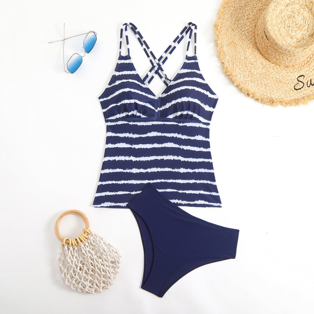 Damen Tankini mit modischem Streifenmuster EB