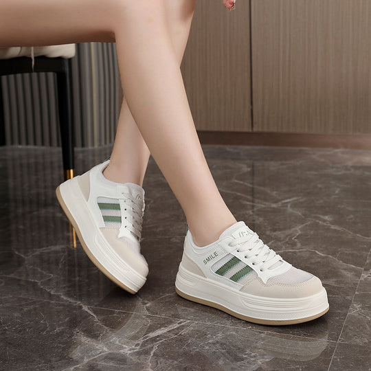 Damen trendige Plateausneaker mit atmungsaktiver Mesh-Oberfläche und dämpfender Sohle EB