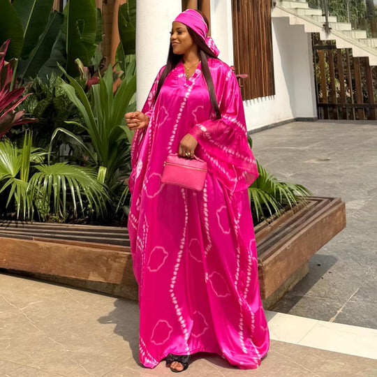Damen Kaftan mit modischem Batikmuster und weiten Ärmeln EB