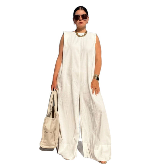 Damen Weit geschnittener Jumpsuit mit Kapuze und tiefer Taille EB