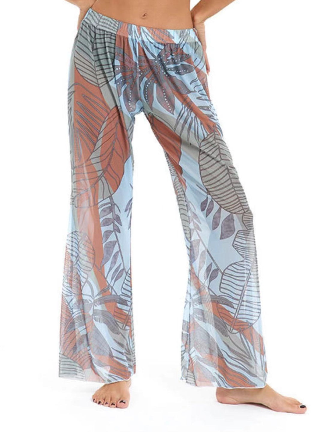 Damen Elegante Strandhose mit floralem Muster EB