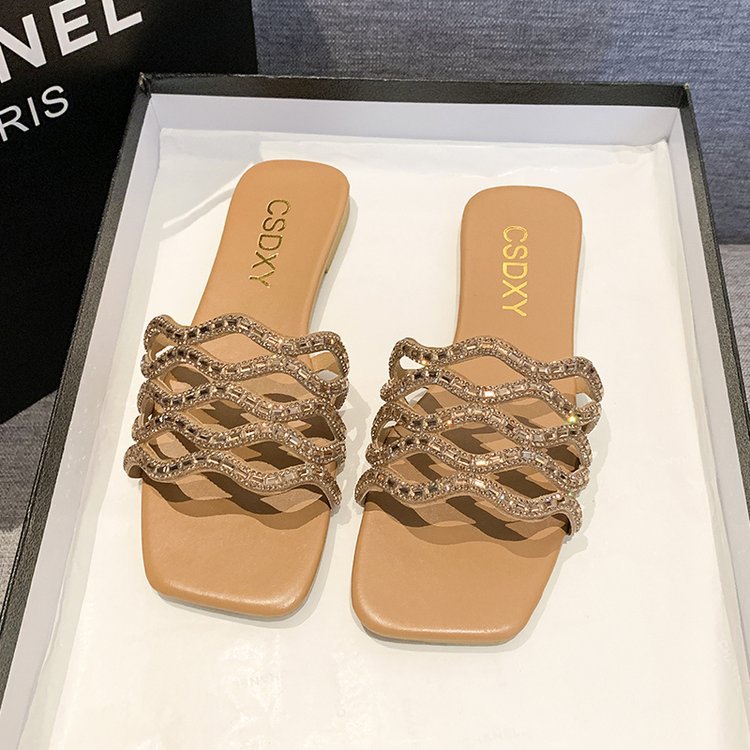 Damen Glamouröse Sandalen mit geschwungenem Rhinestone-Akzent EB