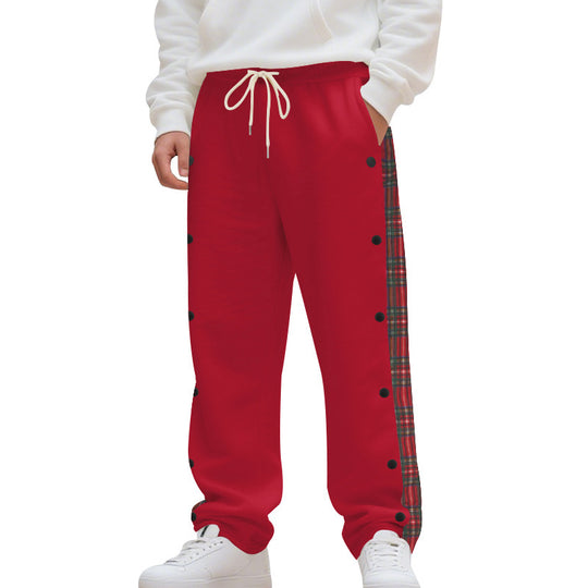 Herren nan Sweatpants mit seitlichem Karostreifen, Druckknopfleiste und Kordelzug EB