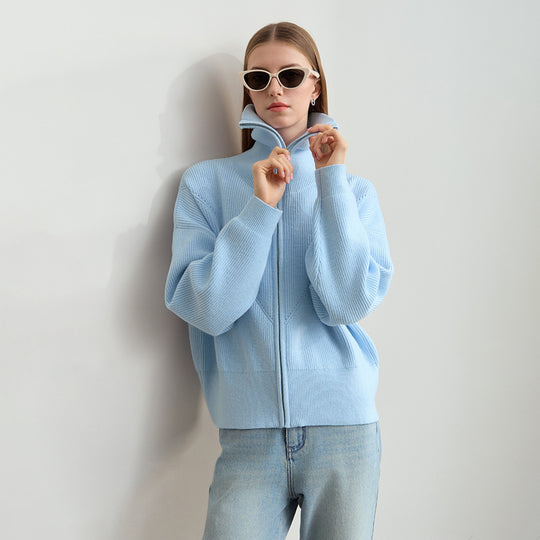 Damen Kapuzenpullover mit Reißverschluss und lässigem Schnitt EB