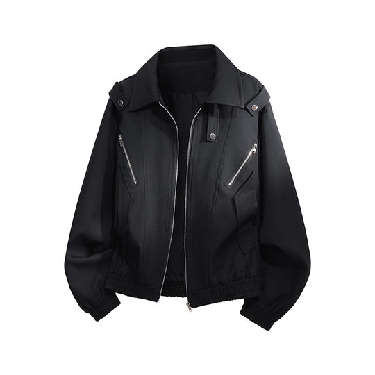 Damen stylische Windjacke mit funktionalen Reißverschlusstaschen und elastischen Bündchen EB